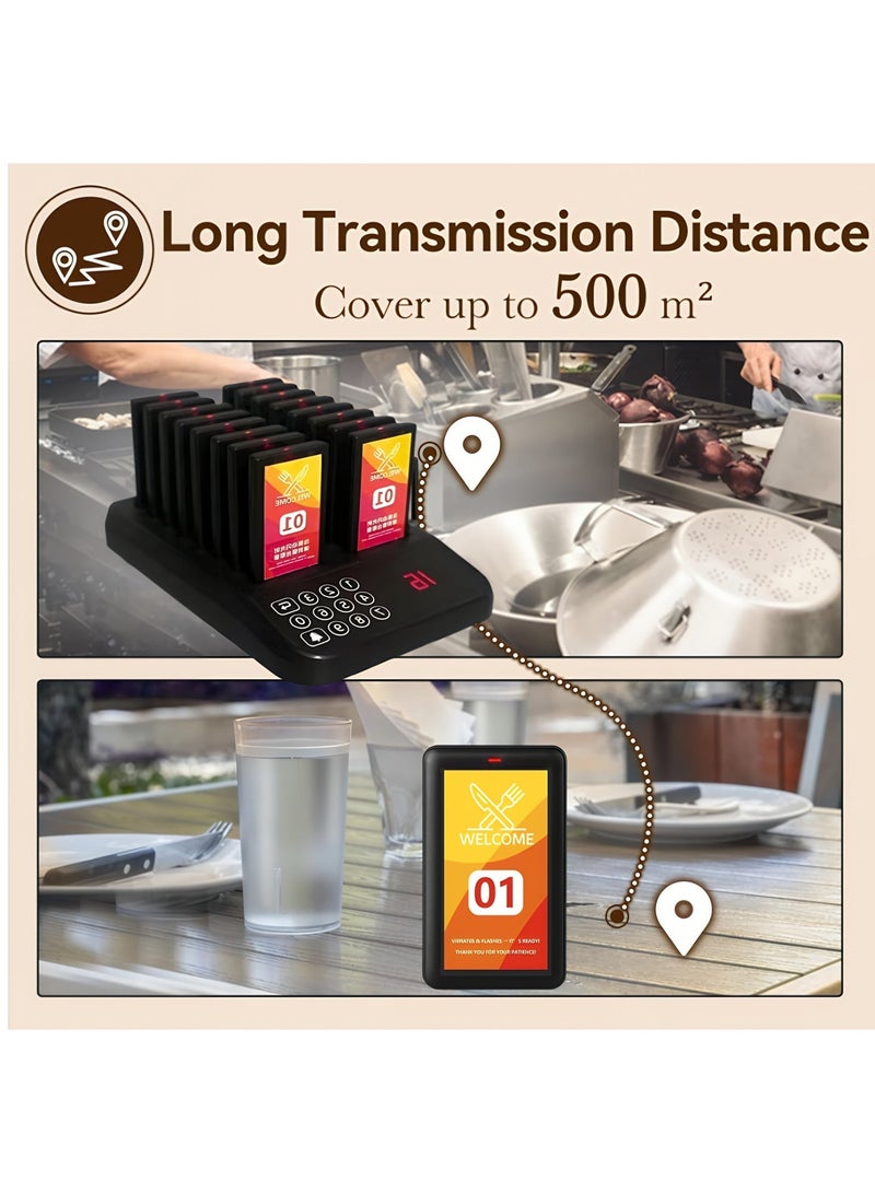 TrustMate Wireless Restaurant Pager System - 16 Pagers Calling System for Customers - 500m Long Range Pager for Restaurants, Cafes, and Hospitals - Image 5